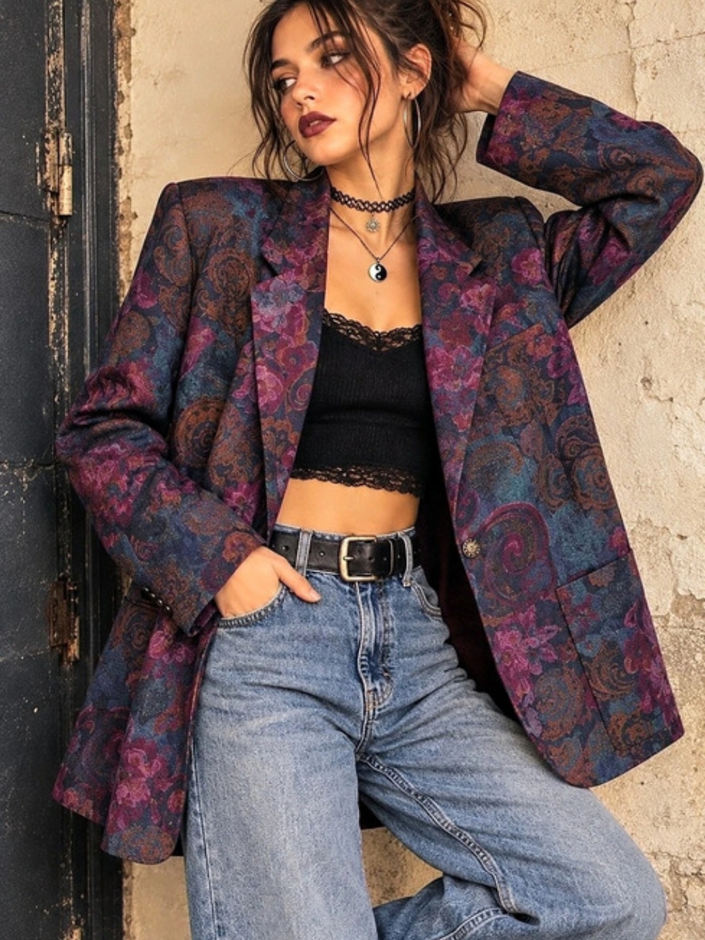 TyTy Floral Blazer in Blue & Purple Size 10
